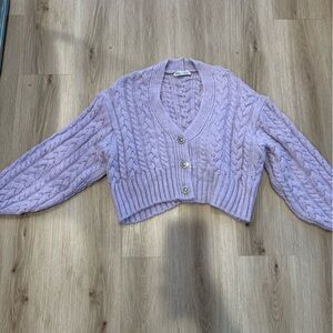 Zara purple knit cardigan with embellished buttons